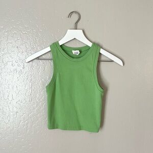 Tillys Green High Neck Ribbed Crop Top Tank